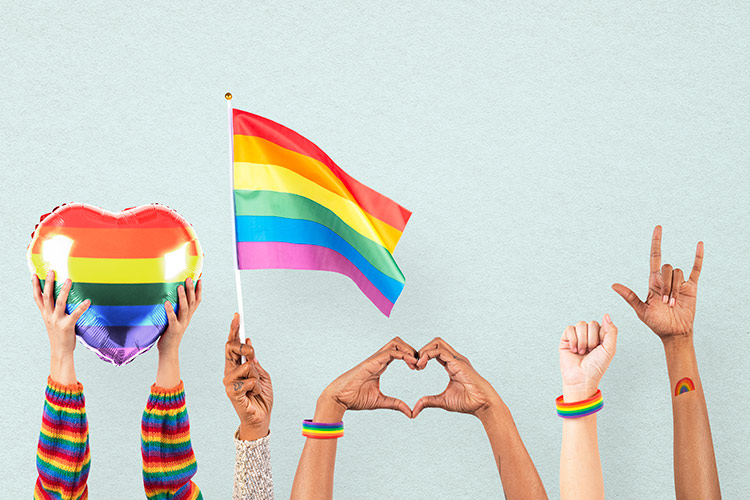 Hände Pride Farben